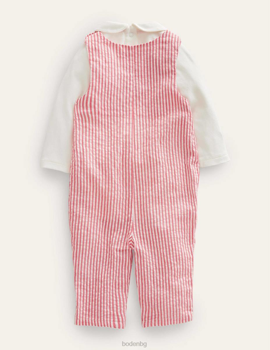 облекло Boden комплект пушено гащеризон конфитюр/слонова кост момичета LL683015