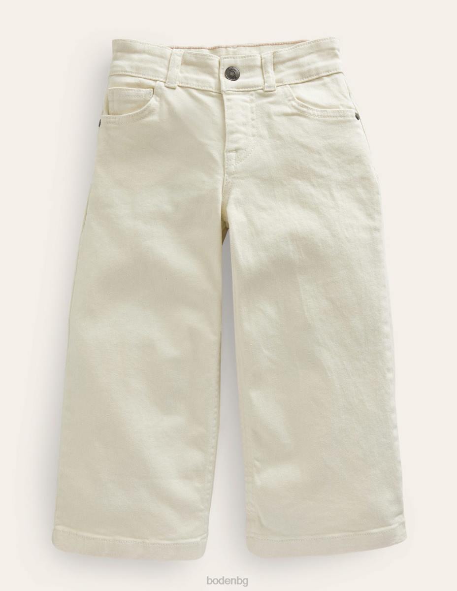 облекло Boden разкроени дънки с прави крачоли екрю момичета LL683192