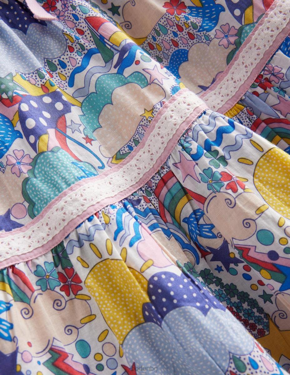 облекло Boden пола на миди нива слонова кост мулти време момичета LL682657