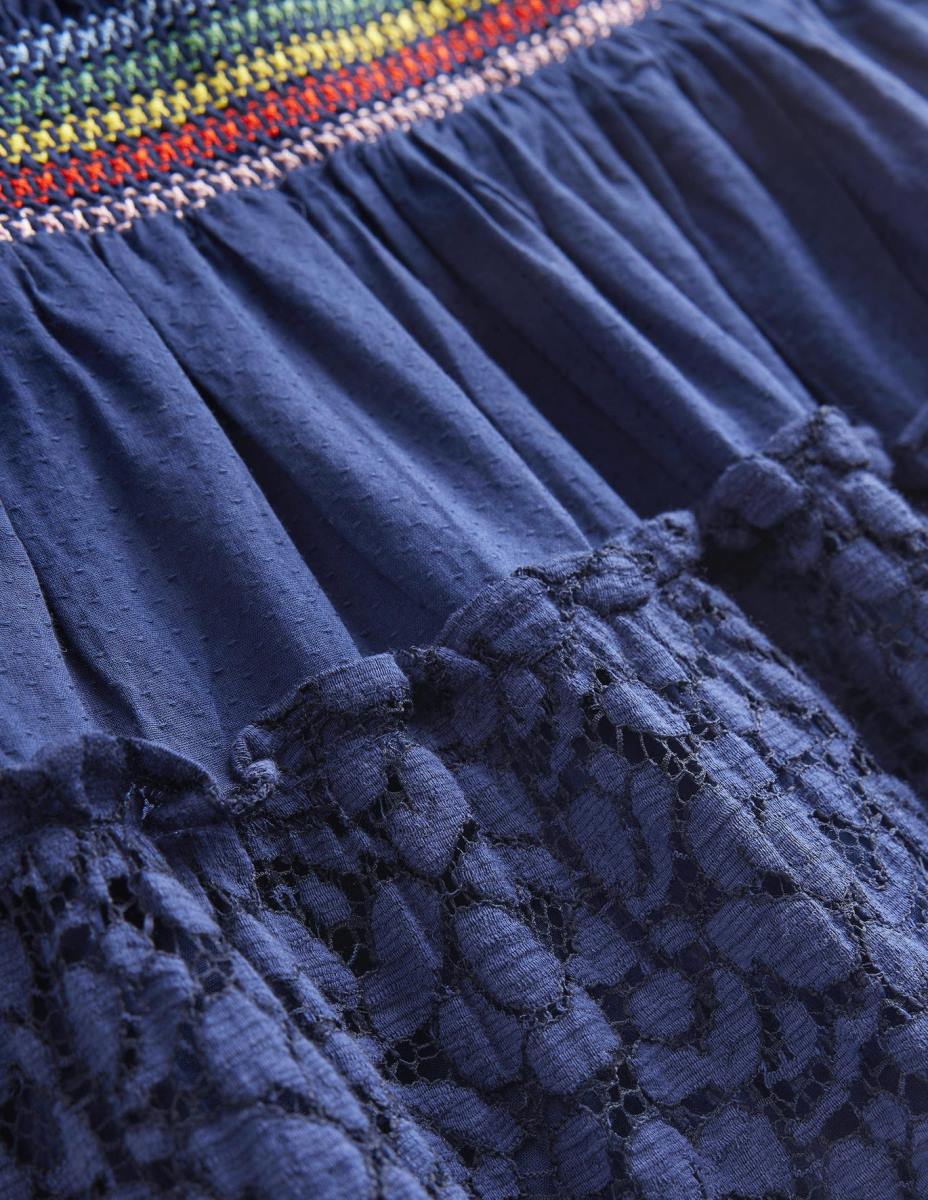 облекло Boden пушена миди пола на нива колеж флот момичета LL682677