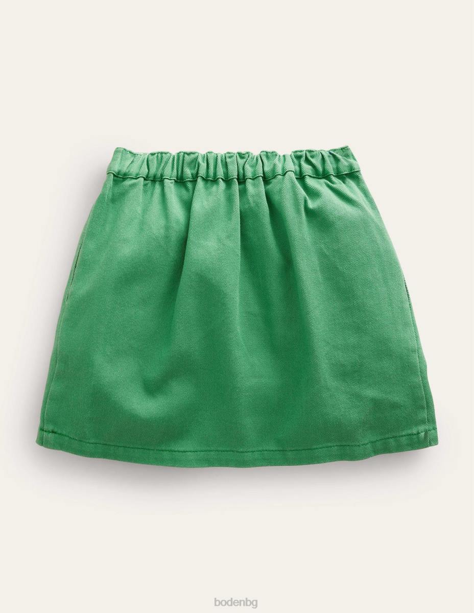 облекло Boden дънково копче през пола планинско зелено момичета LL682685