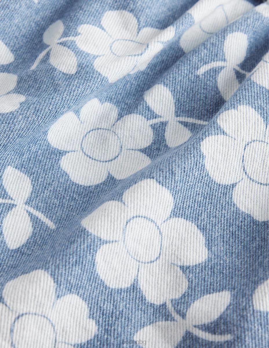 облекло Boden дънково копче през пола дънково цвете момичета LL682769