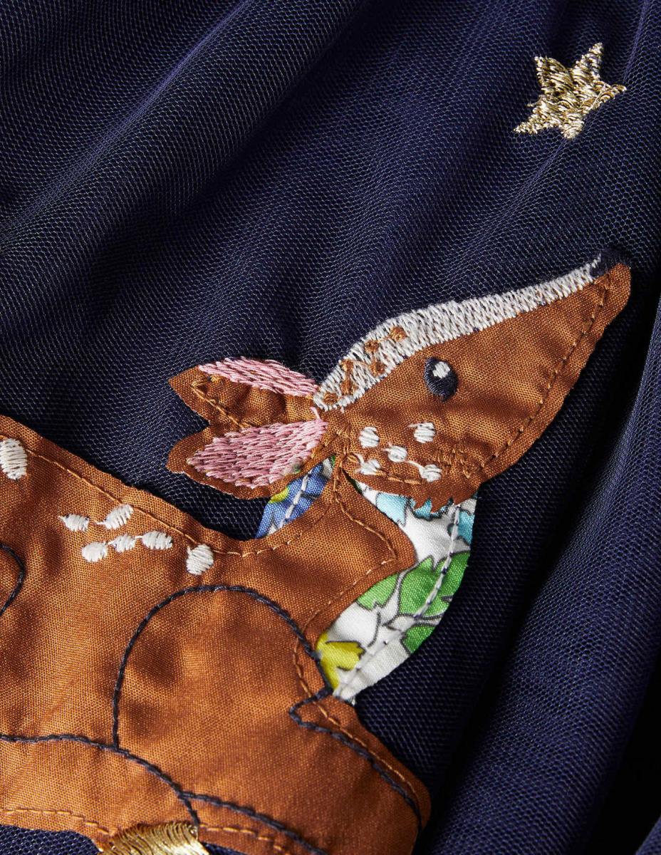 облекло Boden пола от тюл с апликации десен борд сини животни момичета LL683156