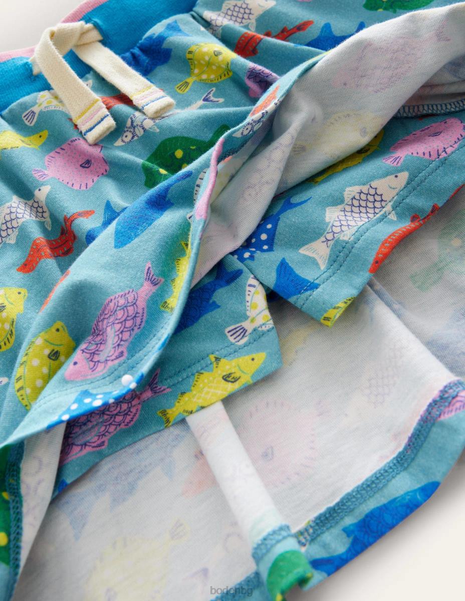 облекло Boden потник от трико аква морска синя риба момичета LL683249