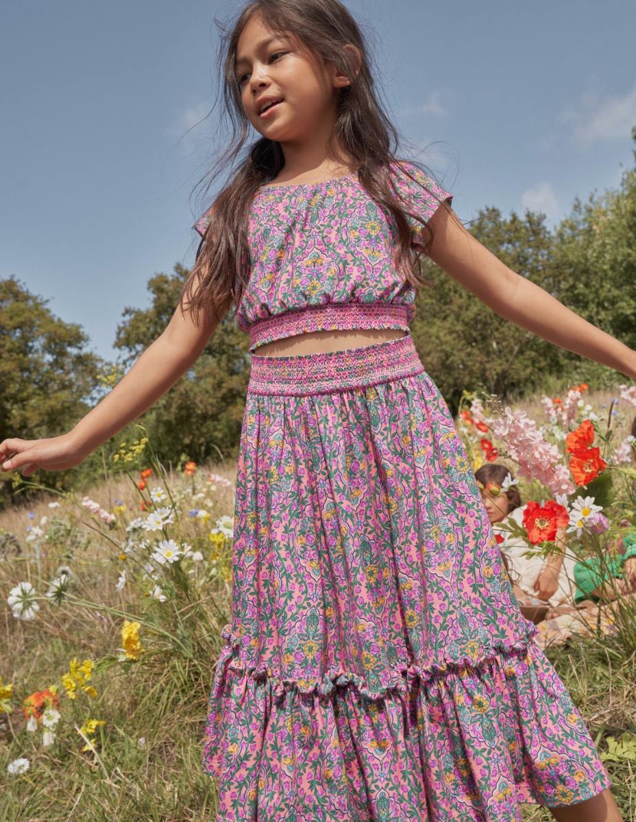 облекло Boden макси пола от трико с щампа азалия дървена лоза момичета LL68783