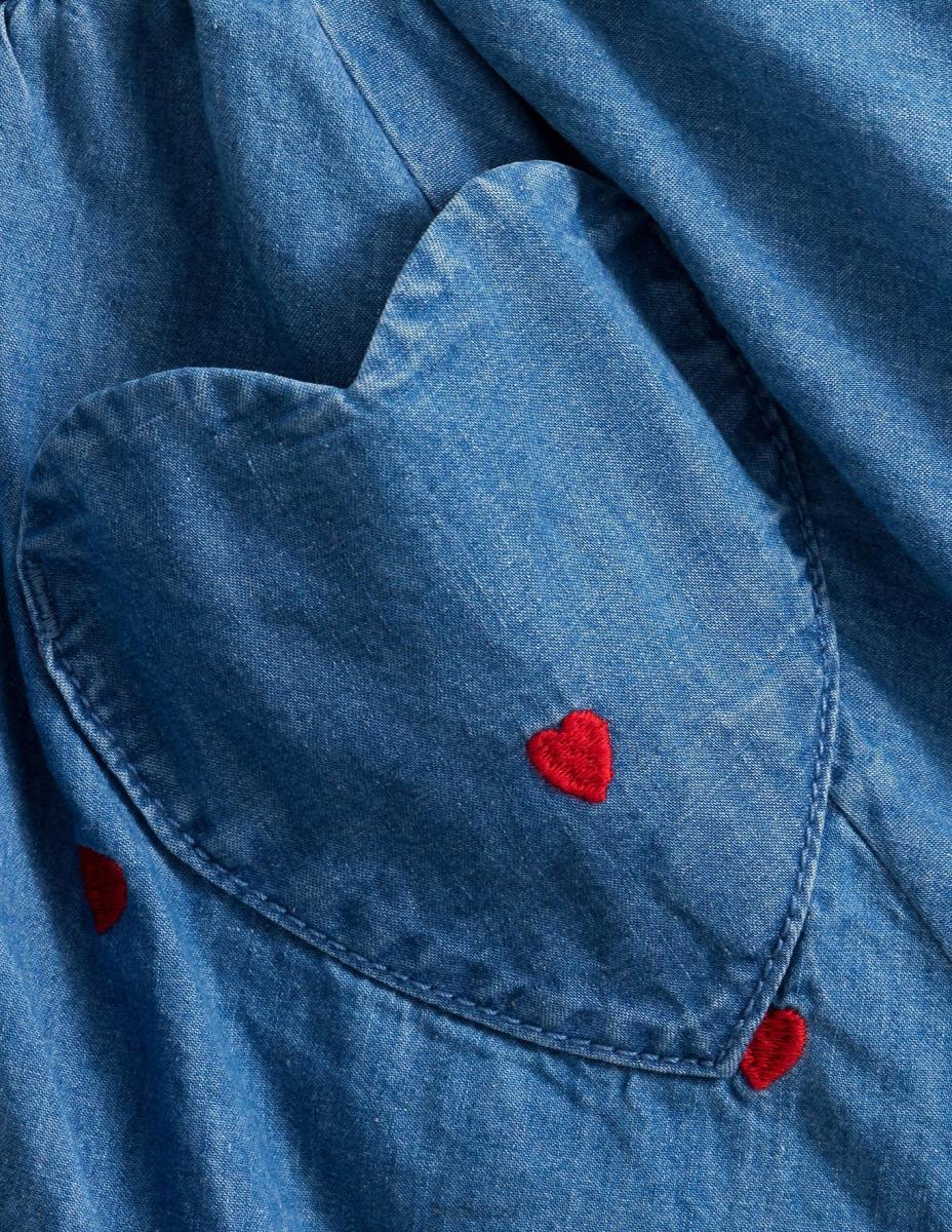 облекло Boden тъкана twirly пола средна реколта деним сърца момичета LL682620