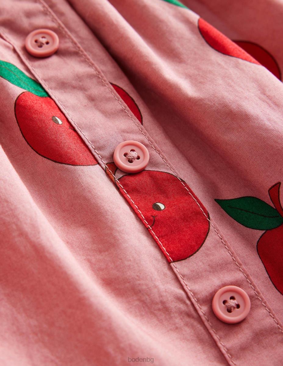 облекло Boden копче през twirly пола бадемови розови ябълки момичета LL68789