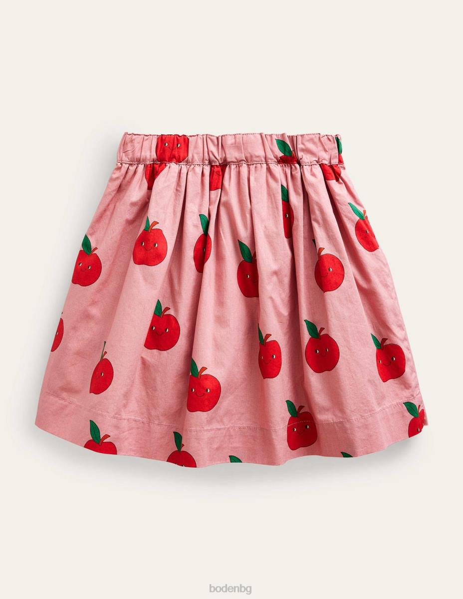 облекло Boden копче през twirly пола бадемови розови ябълки момичета LL68789