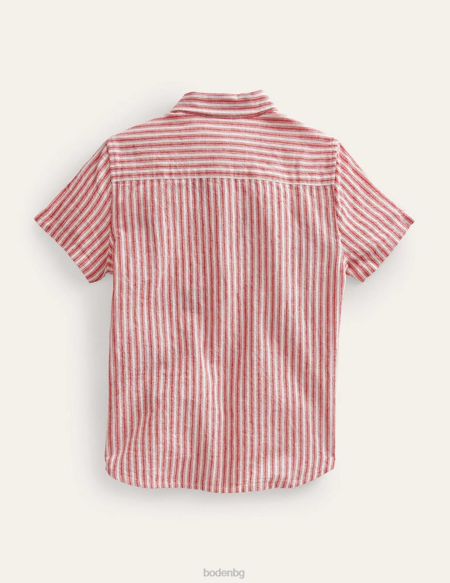 облекло Boden риза в цвят ягода червена тиктакаща ивица момичета LL683028