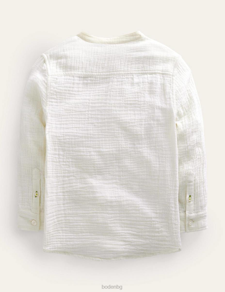 облекло Boden двойна платнена риза на дядо шушулка ванилия слонова кост момичета LL683055