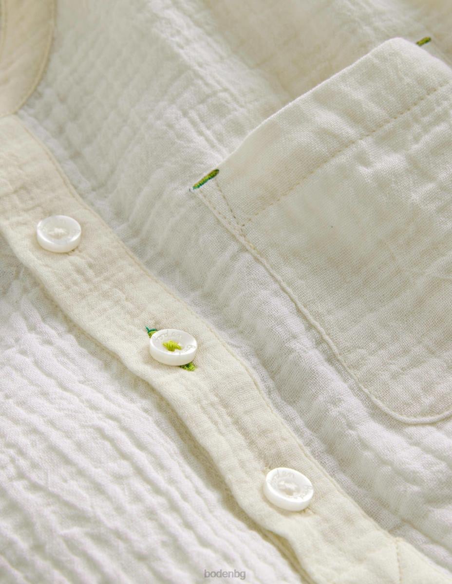 облекло Boden двойна платнена риза на дядо шушулка ванилия слонова кост момичета LL683055