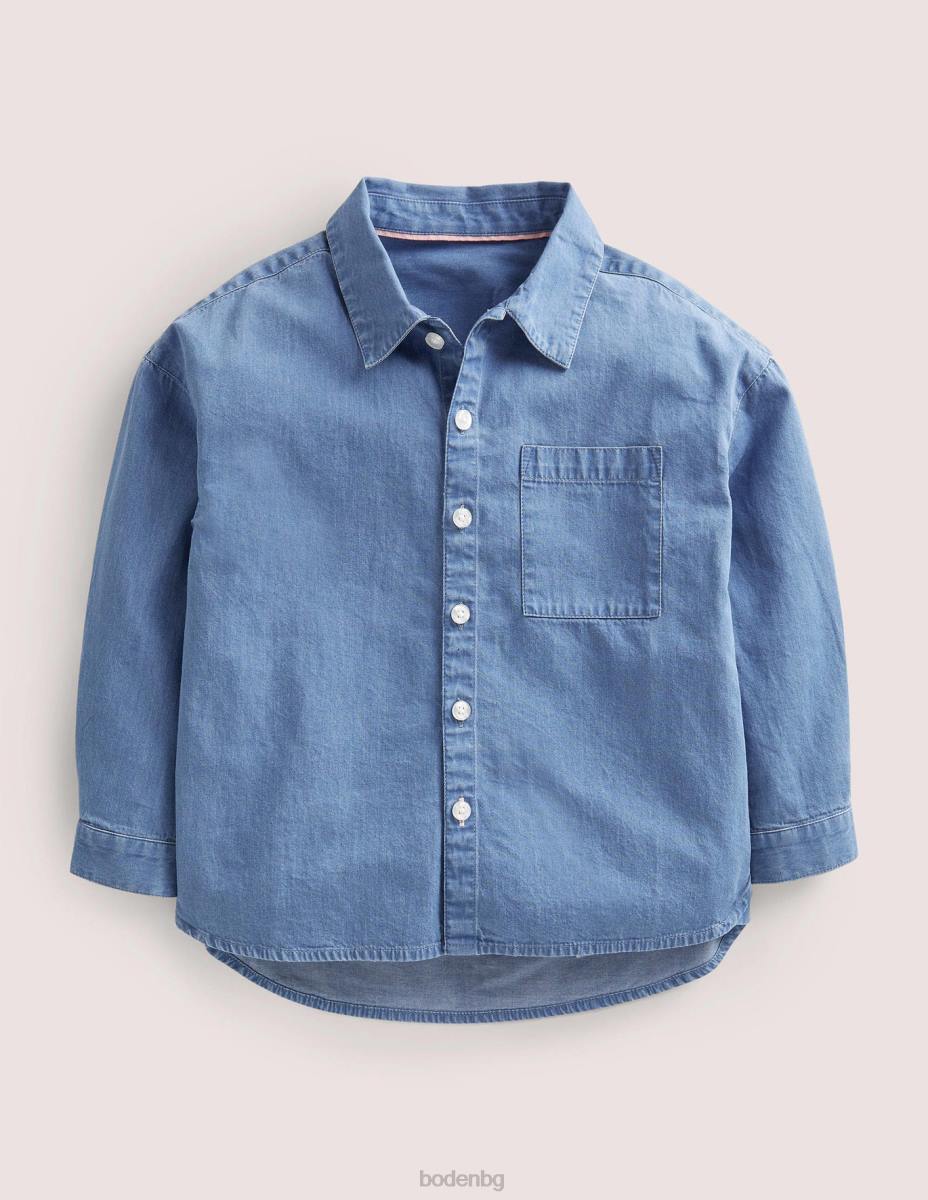 облекло Boden спокойна дънкова риза среден винтидж деним момичета LL683150