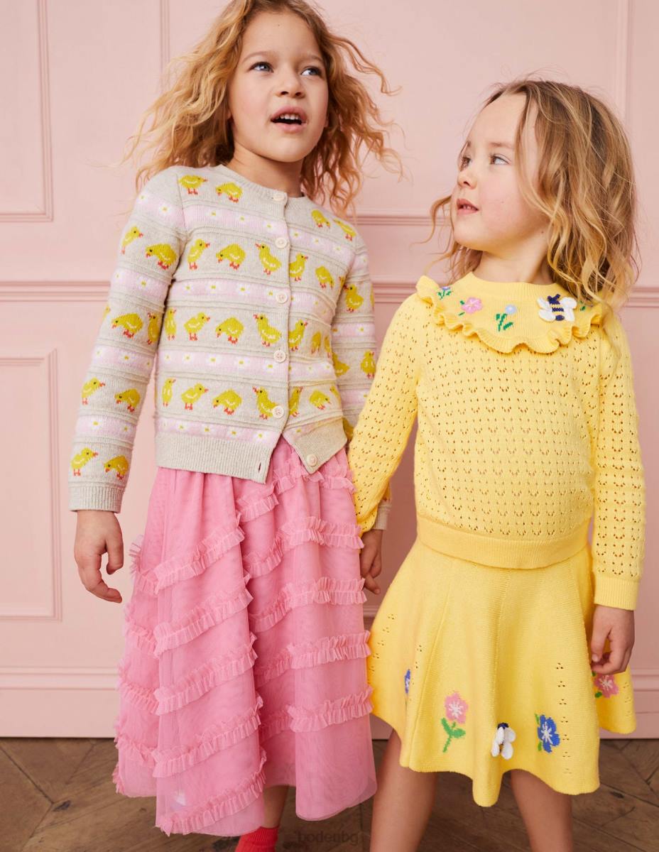 облекло Boden плетена жилетка Fair Isle екрю мергел мацки момичета LL683045