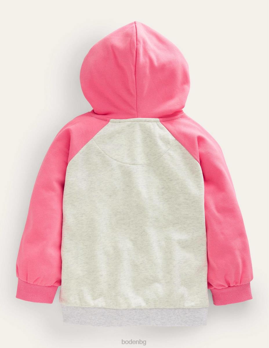 облекло Boden качулка с лого с обемен ръкав овесени ядки мергел/рачеста ябълка момичета LL682852