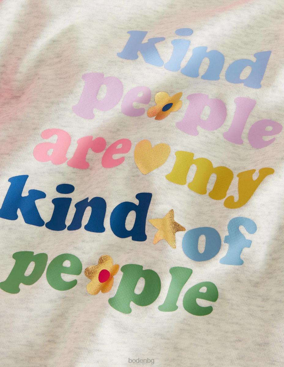 облекло Boden качулка с лого с обемен ръкав овесени ядки мергел/рачеста ябълка момичета LL682852