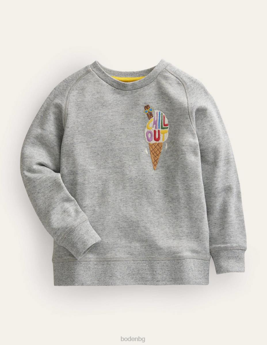 облекло Boden графичен суичър сив сладолед момичета LL682968