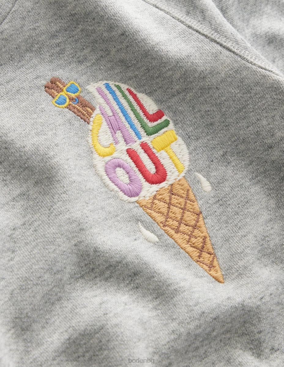 облекло Boden графичен суичър сив сладолед момичета LL682968