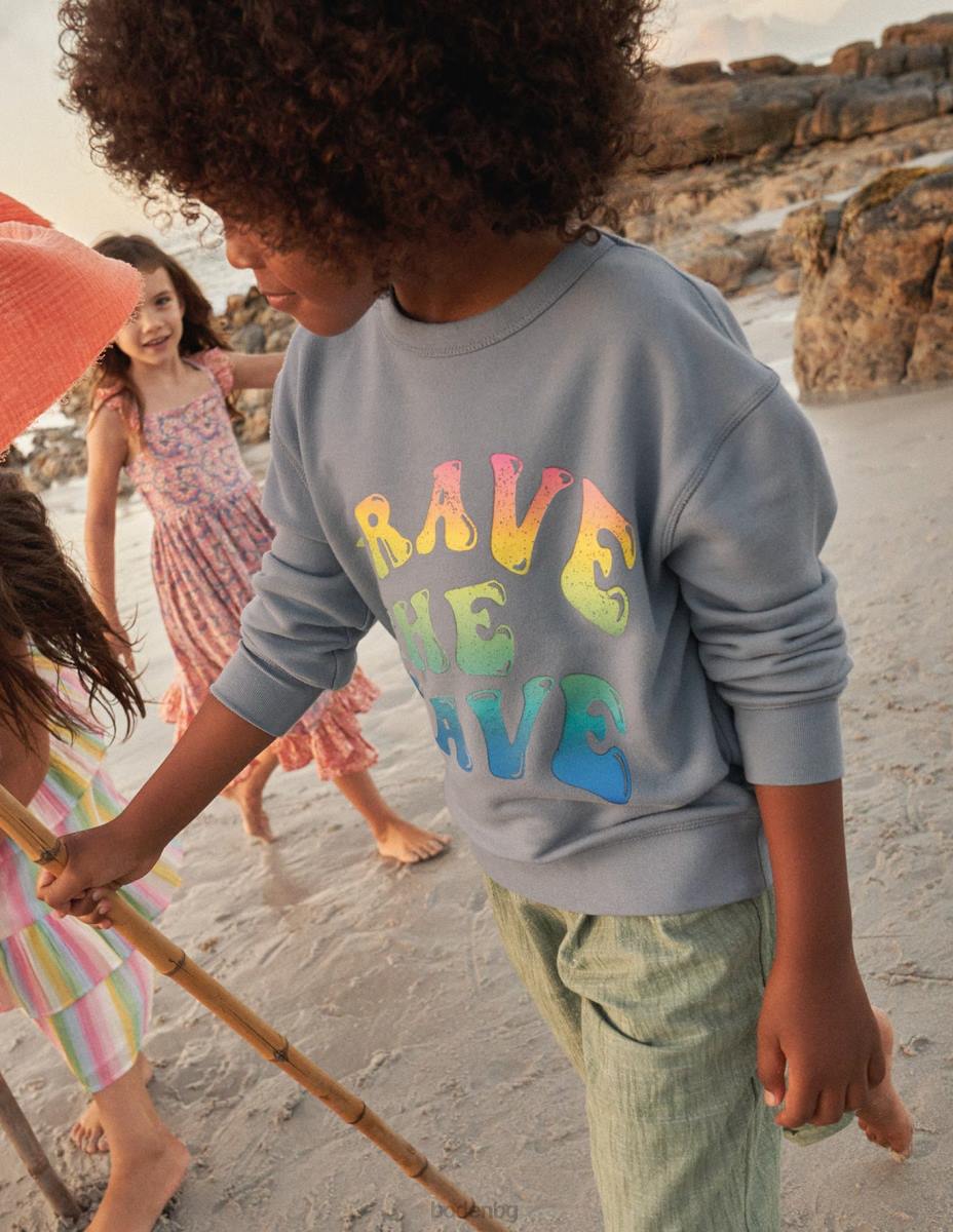 облекло Boden суичър с лого камъче синьо момичета LL682979