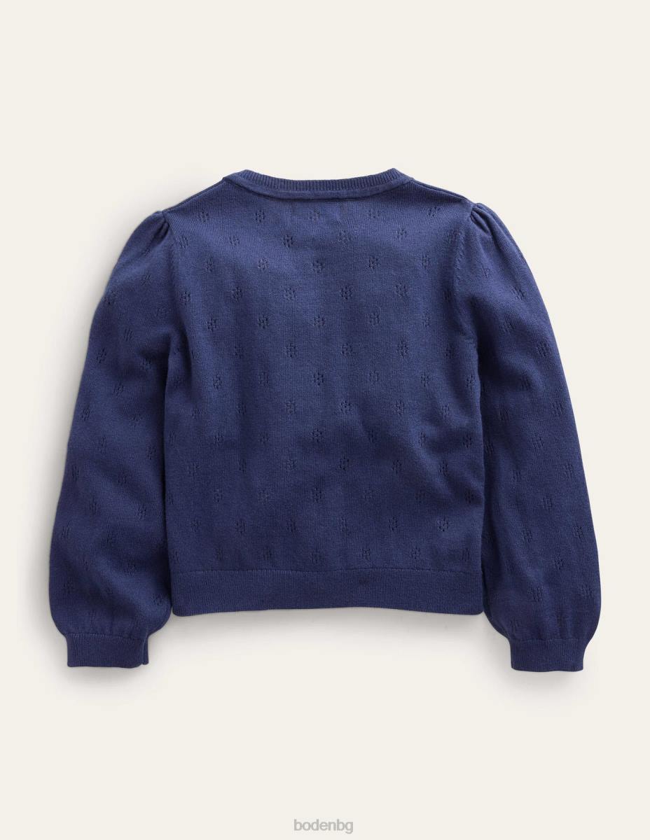 облекло Boden памучна кашмирена жилетка колеж флот момичета LL683177