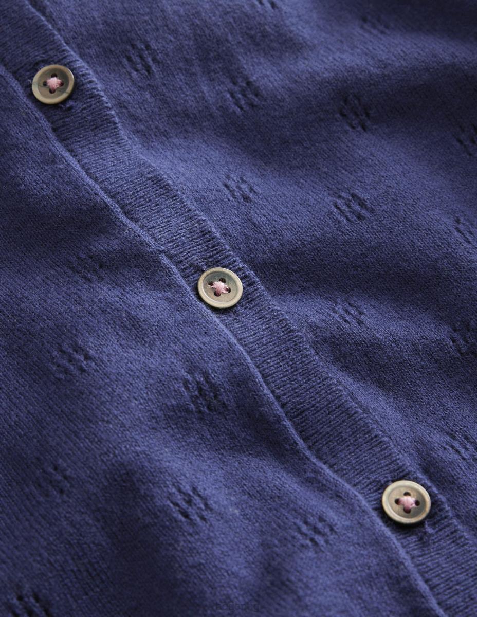 облекло Boden памучна кашмирена жилетка колеж флот момичета LL683177