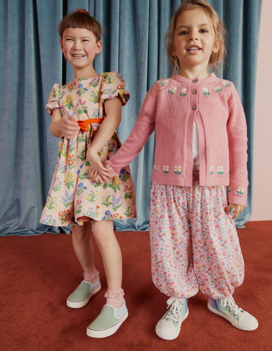 облекло Boden жилетка с бродирани цветя бадемово розов мергел момичета LL683294