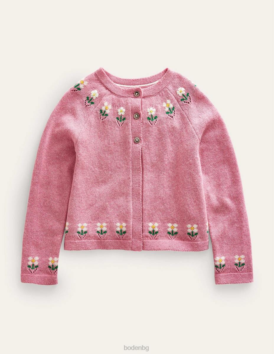 облекло Boden жилетка с бродирани цветя бадемово розов мергел момичета LL683294