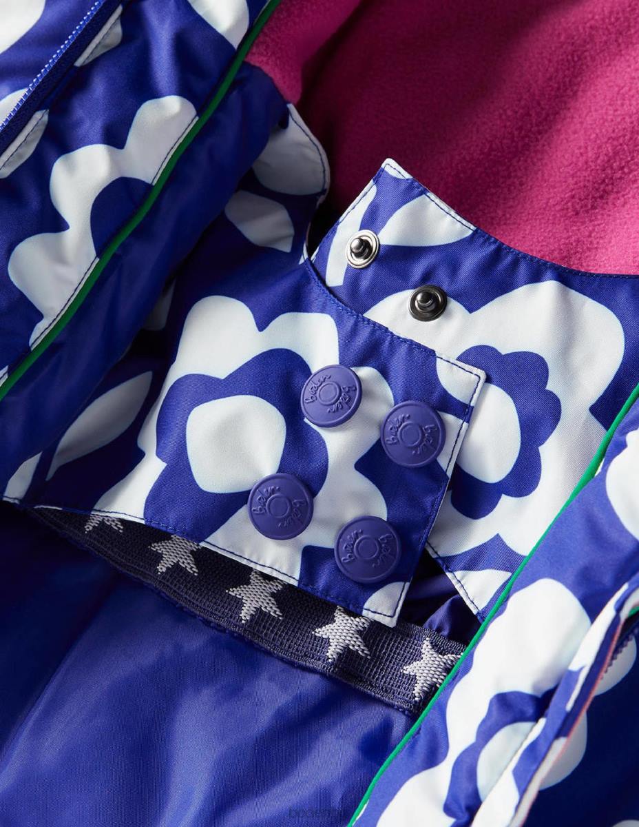 облекло Boden водоустойчиво яке за всякакви атмосферни условия слонова кост/синьо синьо на цветя момичета LL682805