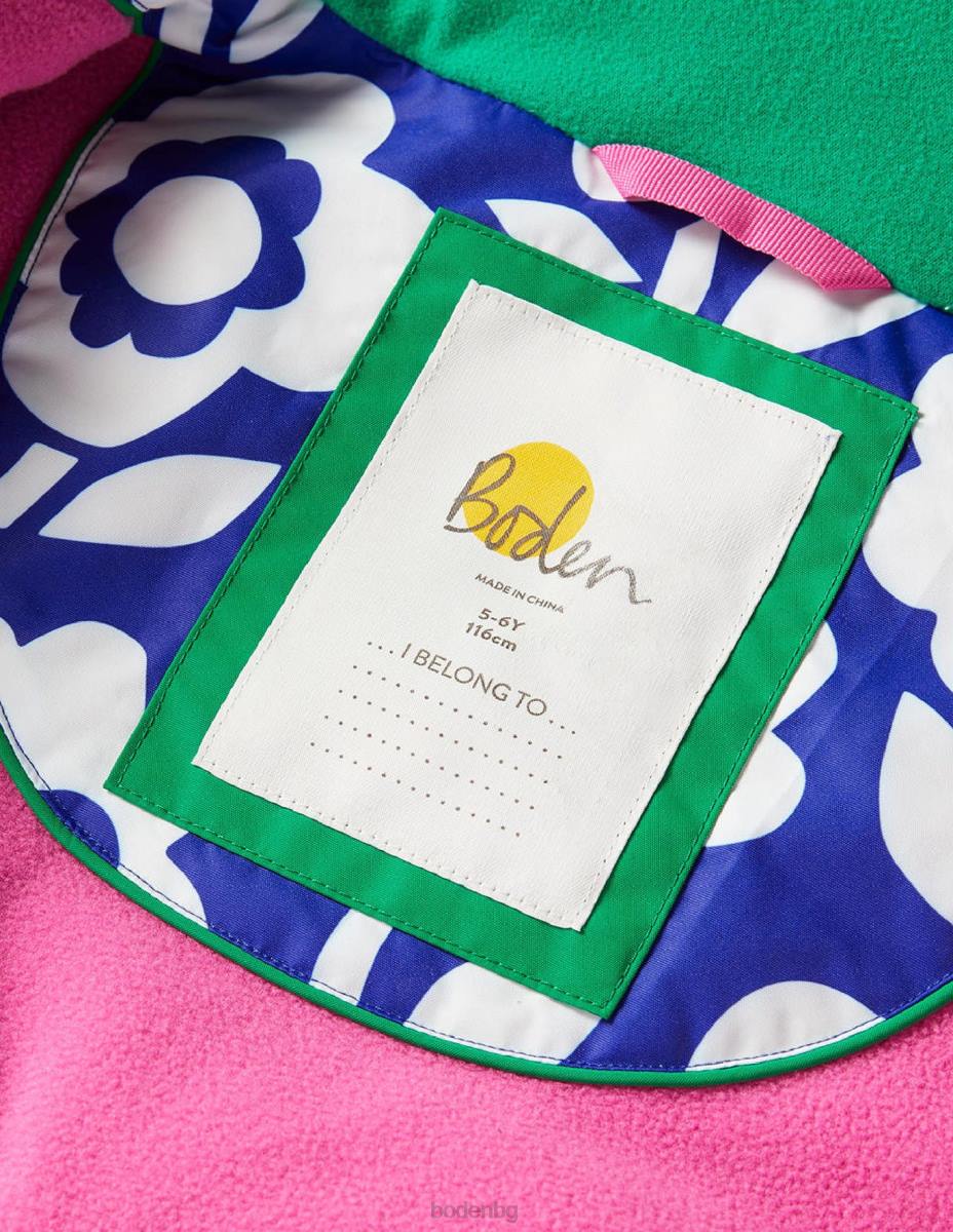 облекло Boden водоустойчиво яке за всякакви атмосферни условия слонова кост/синьо синьо на цветя момичета LL682805