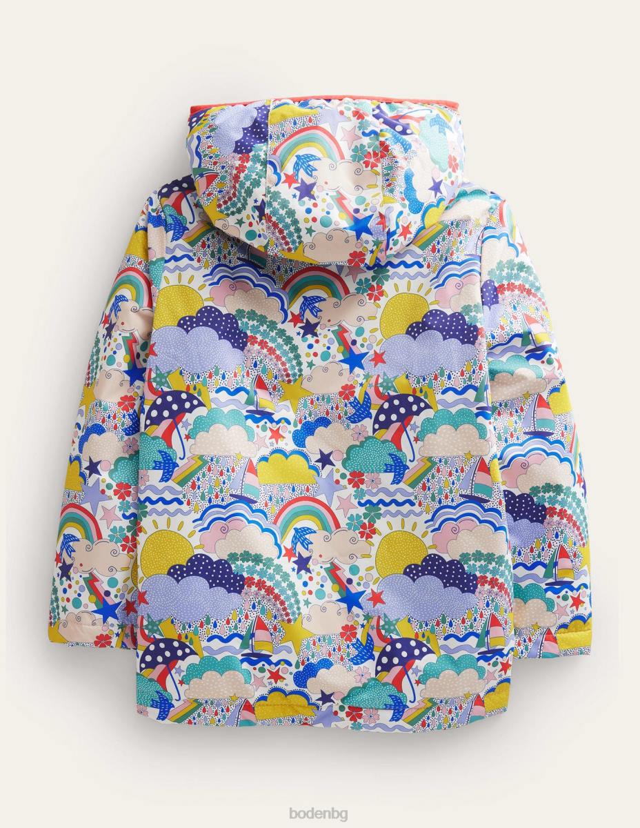 облекло Boden анорак с подплата от трико слонова кост мулти време момичета LL683180