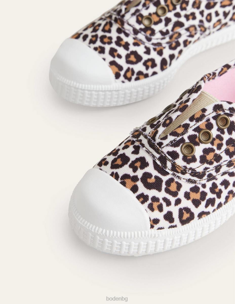 обувки Boden платнени пуловери без дантела леопард момичета LL682735