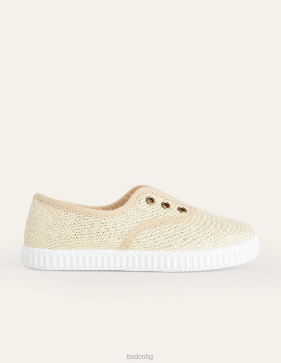 обувки Boden платнени пуловери без дантела злато момичета LL68817