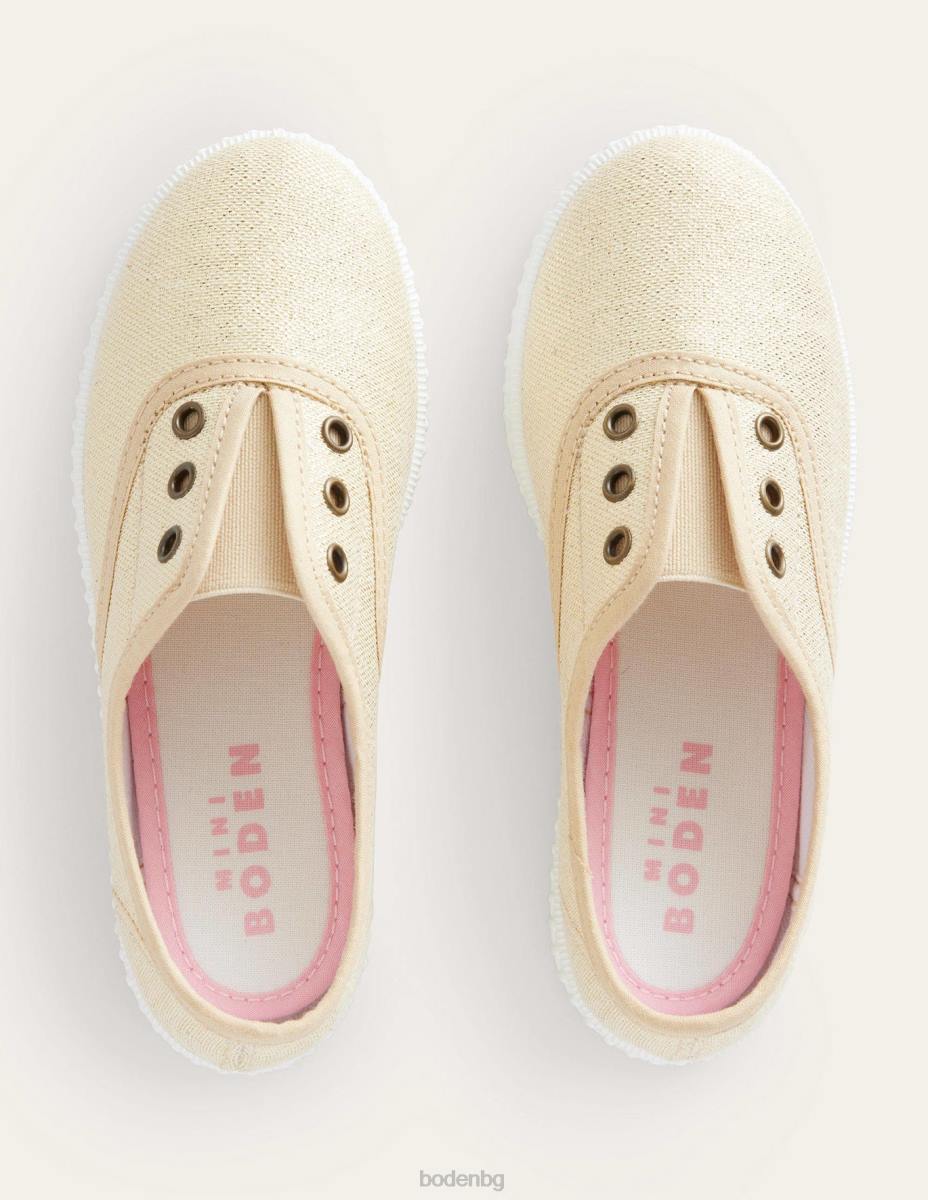 обувки Boden платнени пуловери без дантела злато момичета LL68817