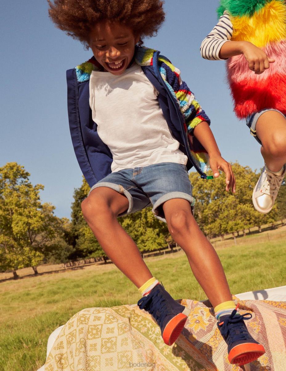 обувки Boden високи върхове от контрастно платно тъмносин момичета LL68831