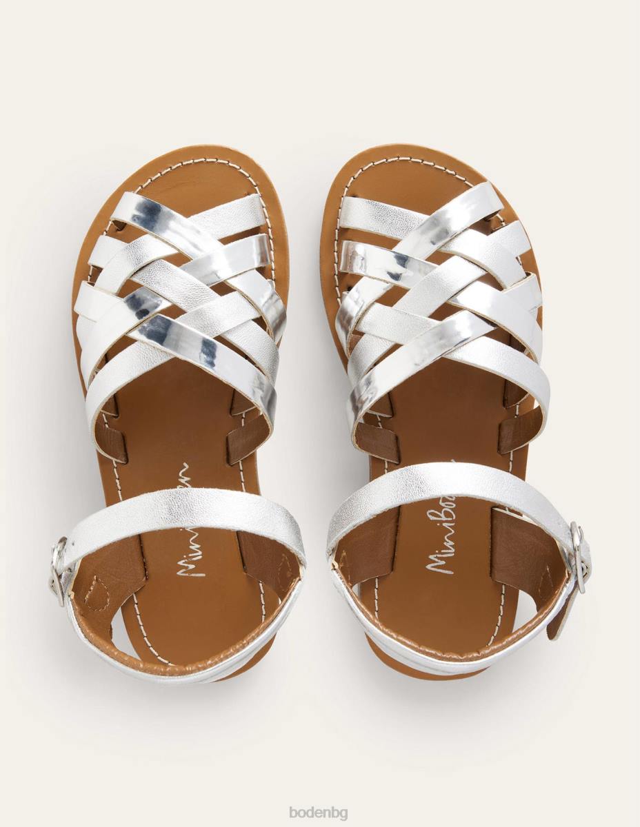 обувки Boden сандали с каишки метално сребро момичета LL682764